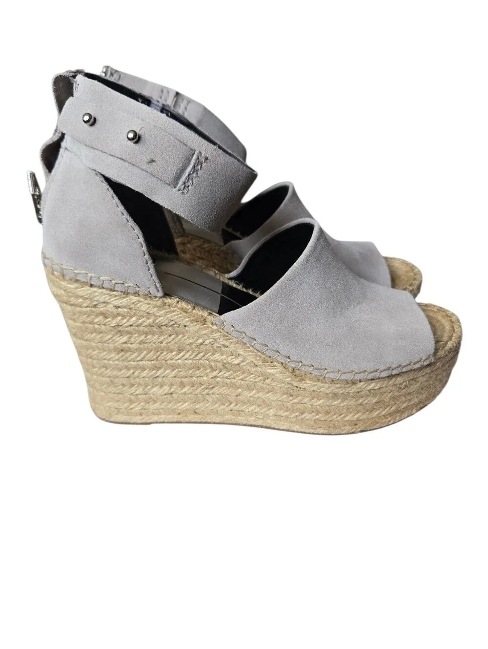 🤍 NIB Dolce Vita Smoke Suede Espadrille Platform Wedge Sandals Size 8.5